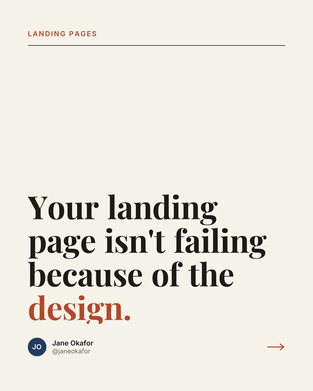 The same carousel as Jane Okafor's brand: Editorial · Playfair + Inter, slide 1