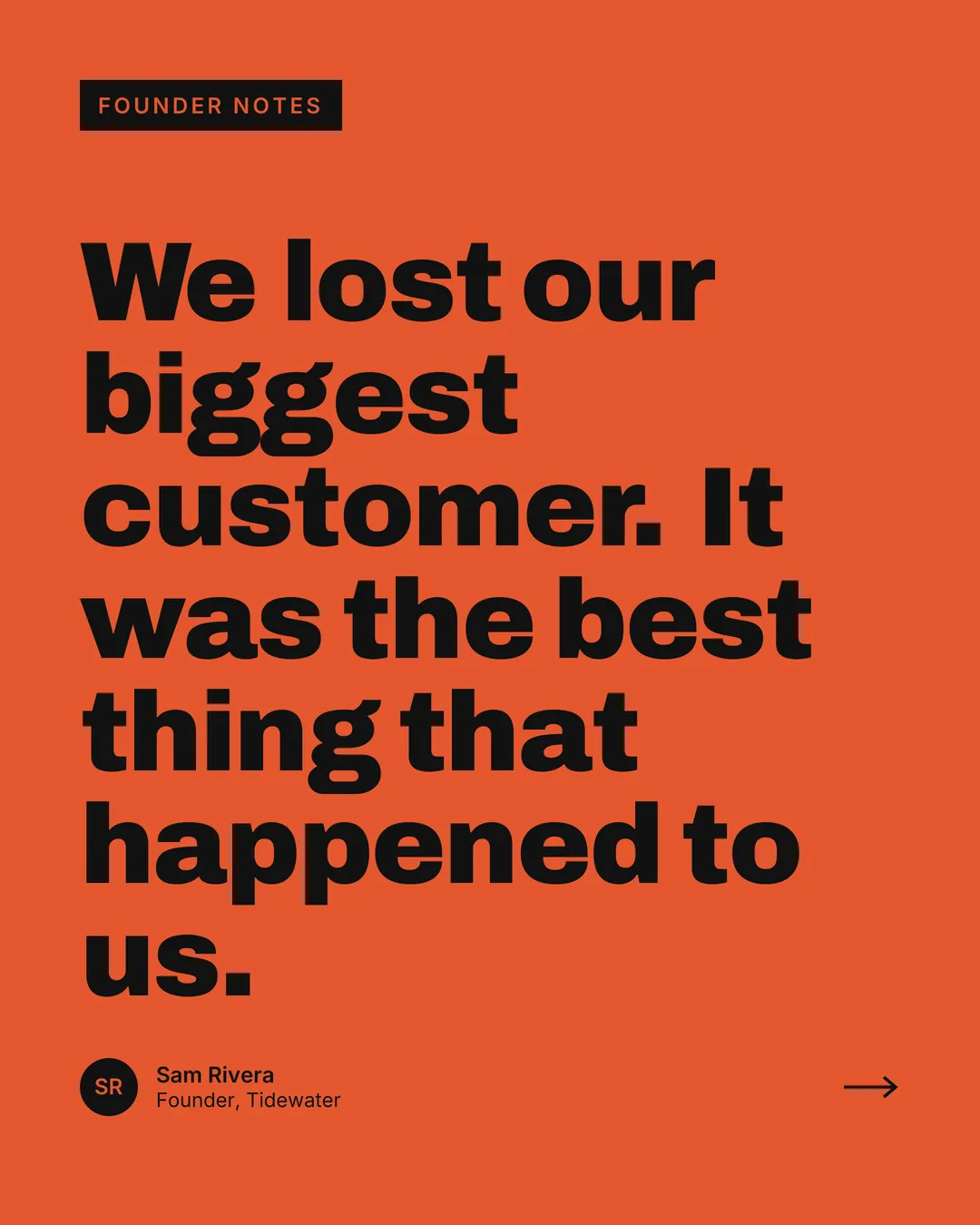 Slide 1 of a founder story carousel, Bold Block template