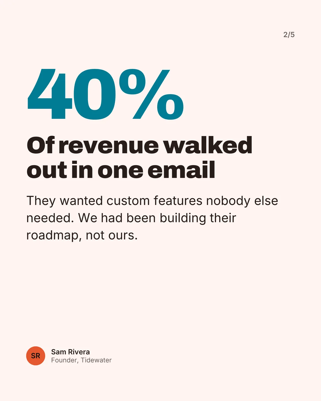 Slide 2 of a founder story carousel, Bold Block template