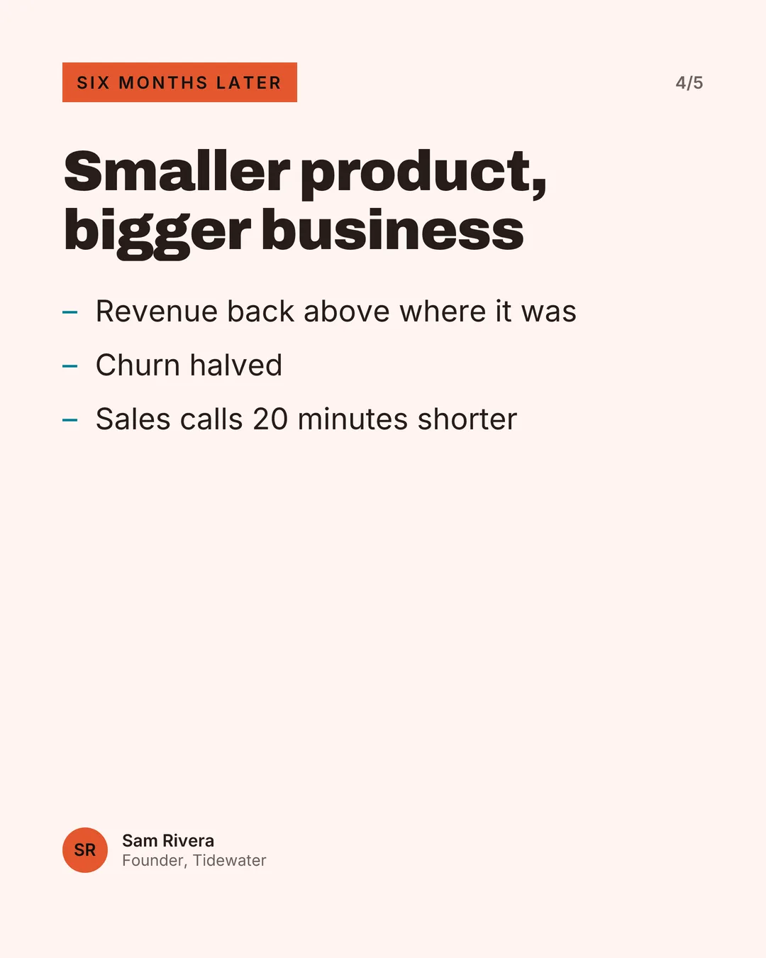 Slide 4 of a founder story carousel, Bold Block template